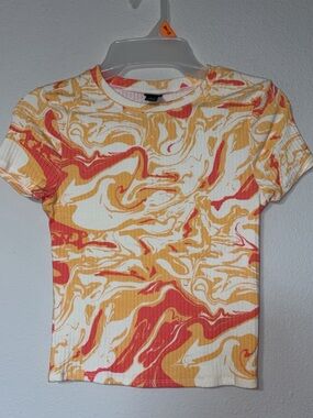 Wild Fable Marbled Short Sleeve Tee in Orange, Red & Cream
